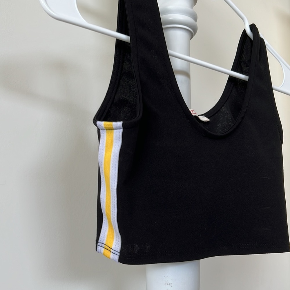 DIOSA Size S Black Yellow and White Striped Cropped Tank Top!